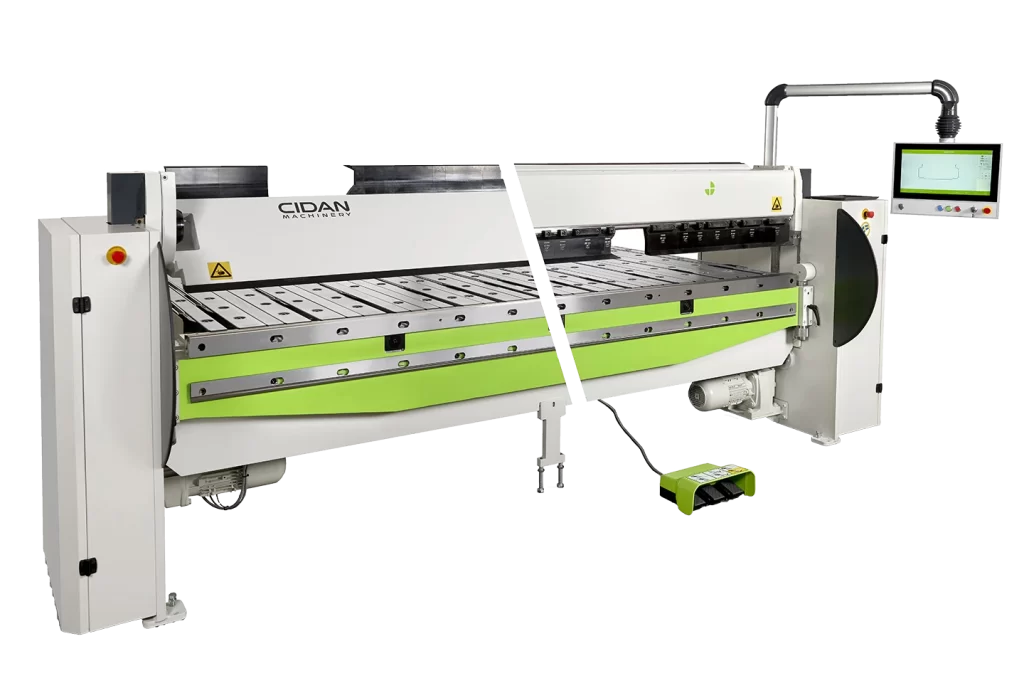 roterbar överbalk kombiprisma för snabb verktygväxling i kantvikmaskin mot vit bakgrund