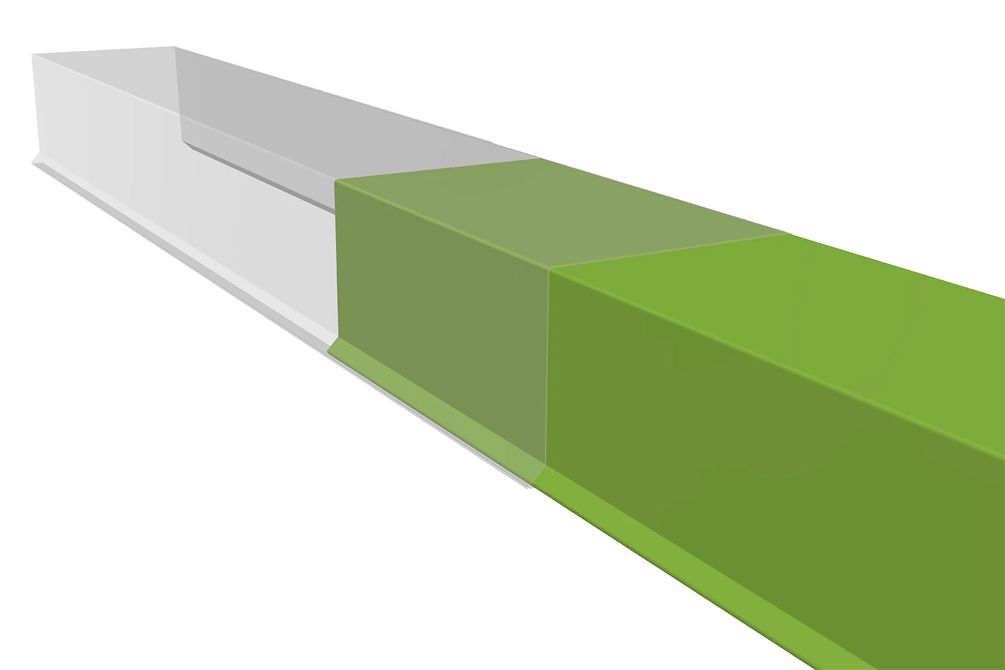 plåt koniskt överlappad via xtap mot vit bakgrund