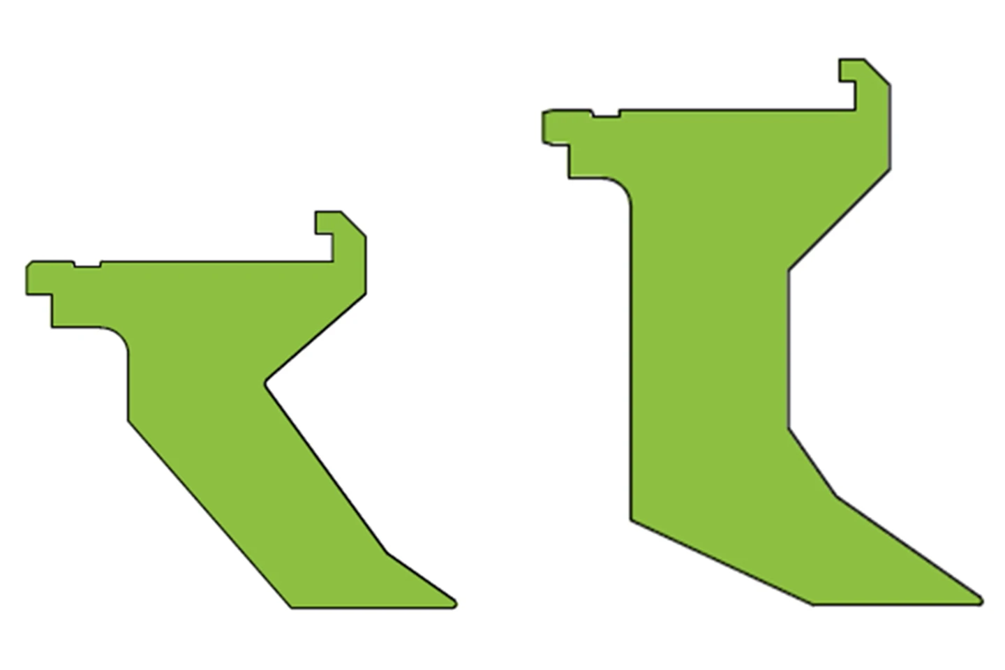 different shapes of box tooling for megapro folding machine on white background