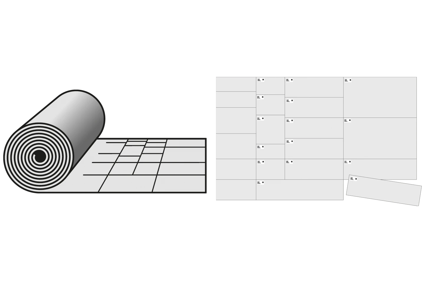 illustration hur procut kan klippa remsor från plåtrulle mot vit bakgrund