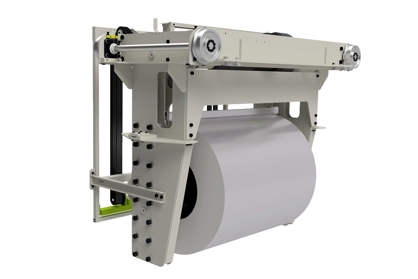 dubbel lyftanordning för att transportera coils i en coilfarm mot vit bakgrund