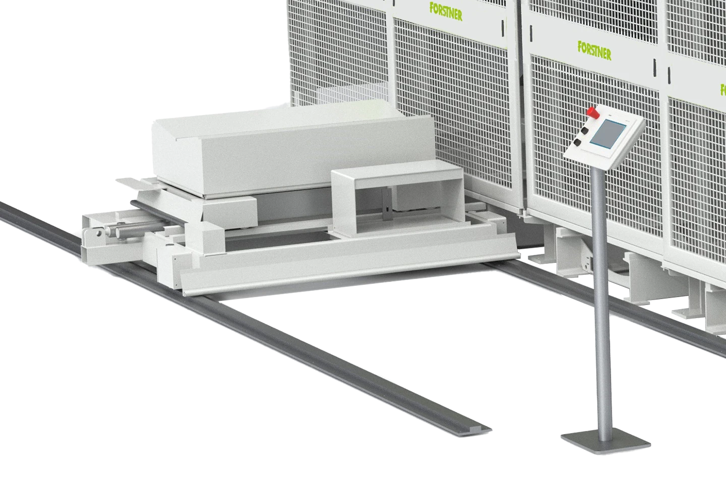 coilvagn på räls till en multicoillina mot vit bakgrund